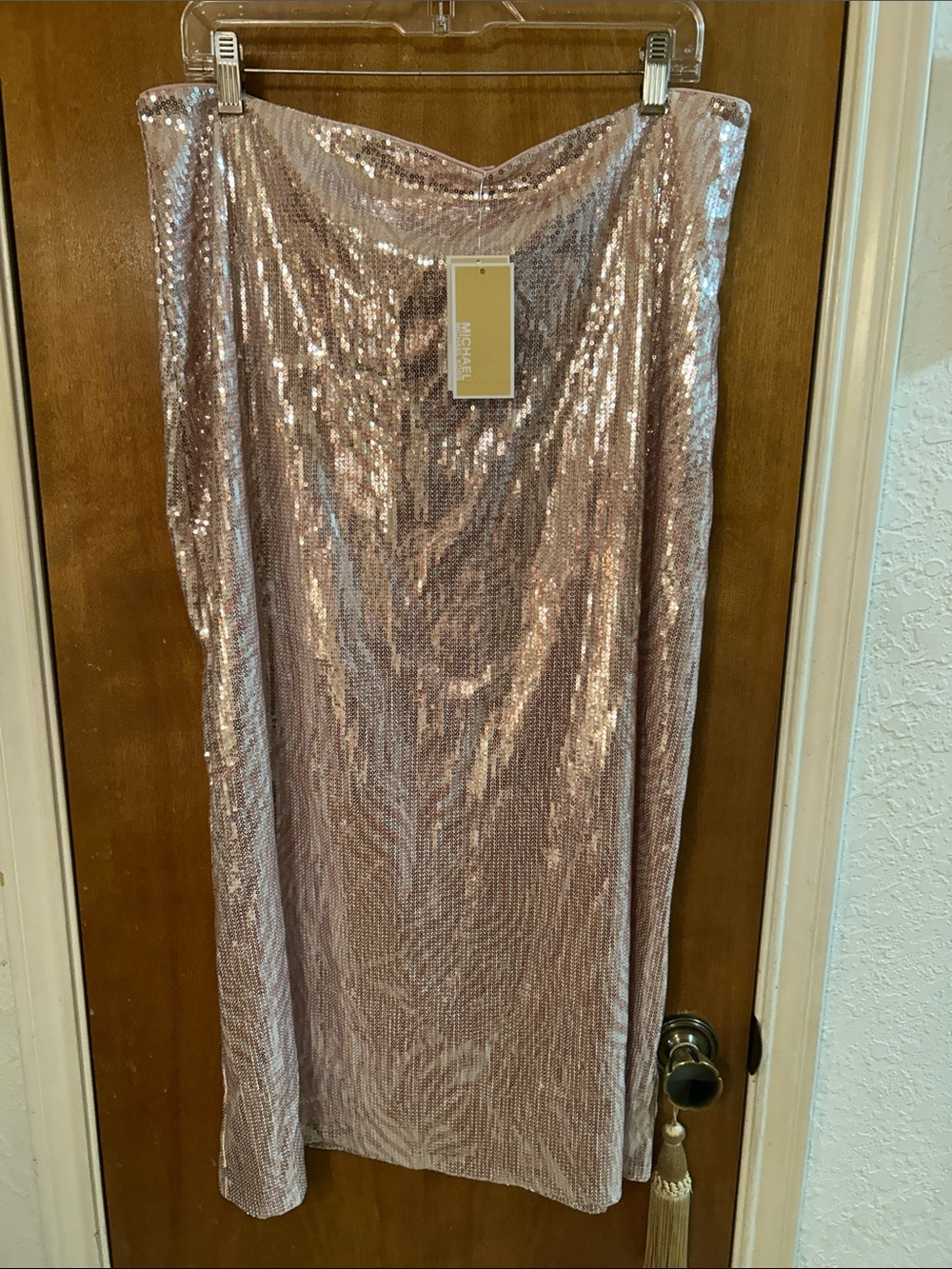 Michael Kors Blush Sequin Strapless Cocktail skirt. NWT. XL